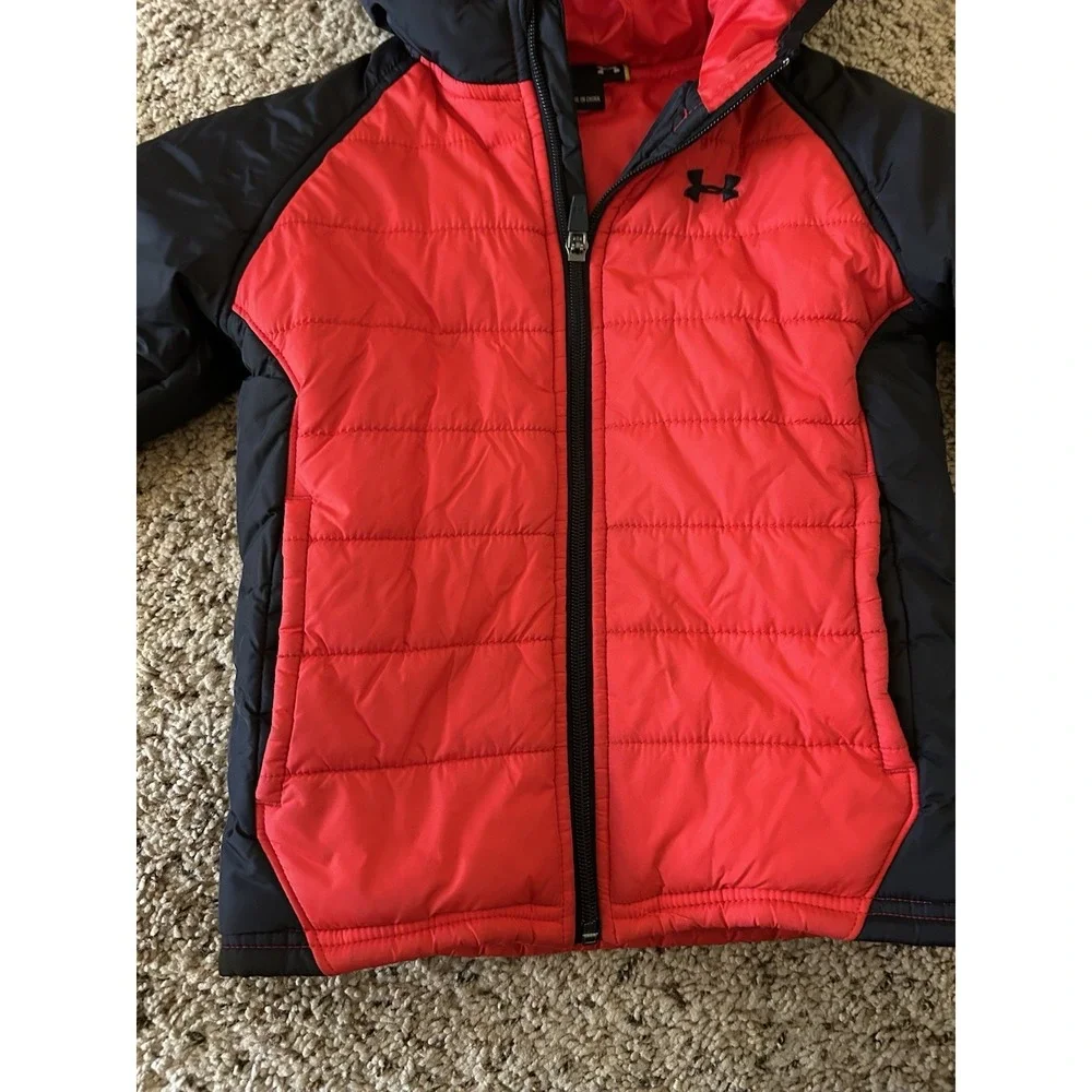 Boys Red And Black‎ Under Armor Winter Puffer Coat Size 4t